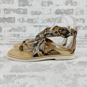 New Vince Morris Snakeskin-Embossed Leather Thong Sandals W123